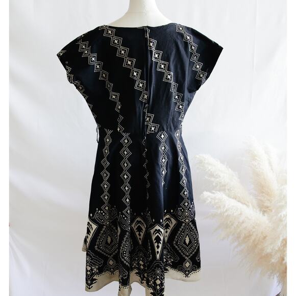 ERIKA Vintage Aztec Southwestern Cotton Cottage dress size 16 L - Picture 2 of 7